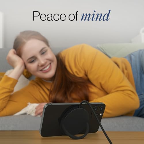 SPOTMINDERS Magnetic Wireless Charger with Stand, 15W Qi Fast Charging Pad for iPhone, AirPods, Samsung, Android & Spotminders Tracking Card, Built-in 1m USB-C Cable, Non-Slip, Cooling, No AC Adapter - size: 1 Pack