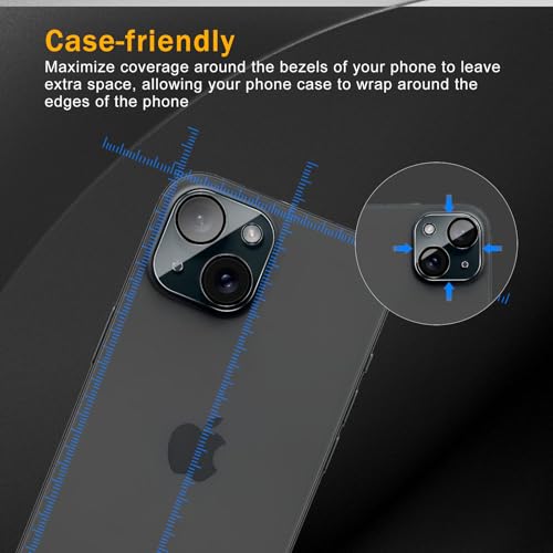 3 Pack Camera Lens Protector for iPhone 15 /iPhone 14 - size: iPhone 14/14 Plus
