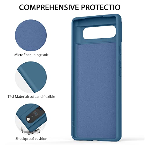 Silicone Phone Case Compatible with Google Pixel 6, Soft Protective Smart Phone Case for Women Men, Durable Anti-Scratch Shockproof Phone Cover Dark Blue - color: Dark Blue