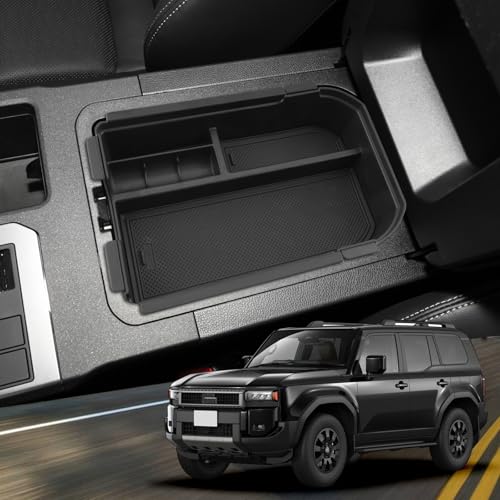 Compatible with Toyota Land Cruiser 250 Center Console Tray for Toyota Land Cruiser Accessories for 2024 2025 Toyota Land Cruiser 1958/Land Cruiser Middle Console Tray Double Layer (Not Fit Cool Box) - size: 3) Land Cruiser 2024-2027 Double Layer Tray