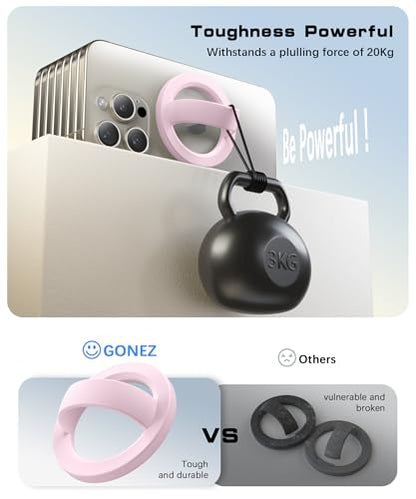 GONEZ Magnetic Phone Grip Compatible with MagSafe, Removable Silicone Loop Grip, Phone Ring Holder for Back of Phone for iPhone 17/16/15/14/13/12 Series, Pastel Pink - color: Pastel Pink