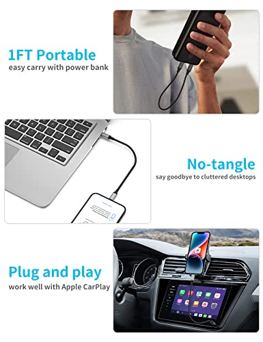 2Pack MFi Certified 1ft USB-C to Lightning Cable for iPhone 14/13/12, iPad - size: 1FT