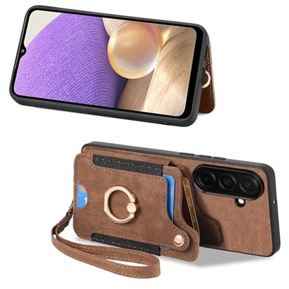 for Samsung Galaxy S26 Plus Case Wallet with Card Slots Brown | PU Leather Flip Folio Cover,RFID Blocking Ring Holder,Kickstand,Wrist Strap,Shockproof,Magnetic Protective,Women Men Girls - color: Brown, size: Galaxy S26 Plus 6.7 Inch