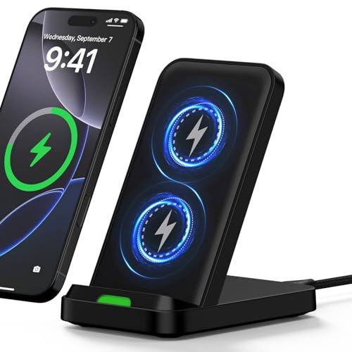 Samsung Wireless Charger Fast Charging Stand Desk Phone Station for Android Samsung Galaxy S26 Ultra/S25/S24/S23/S22/S21,15W Fast Wireless Charger Pad for Motorola Edge 2025/G Stylus 5G/G Power 2025 - color: Black