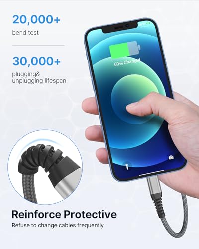 iPhone Charger [Apple MFi Certified] 2Pack 10FT Long Lightning Cable Fast Charging Nylon Braided iPhone Charger Cord USB Cable Compatible with iPhone 14 13 12 11 Pro Max XR XS X 8 7 6 Plus SE iPad - color: 3m gray