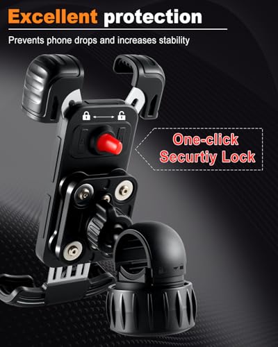 JUSTTOP Motorcycle Phone Mount Holder with Vibration Dampener and Upgraded Handlebar Clamp,Bike&Bicycle Phone Mount Holder,for iPhone 16 15 14 13 Pro Max Plus, 4.7-7"