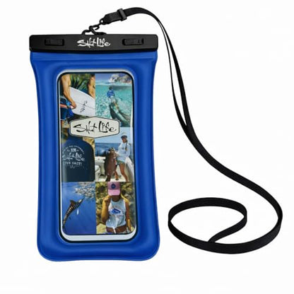 Salt Life Floating Waterproof Phone Case– IPX8 100% Waterproof Phone Case that Floats in Water, Universal Phone Dry Bag with Touchscreen Clear Window, Secure Seal Closure & Lanyard (Blue) - color: Blue