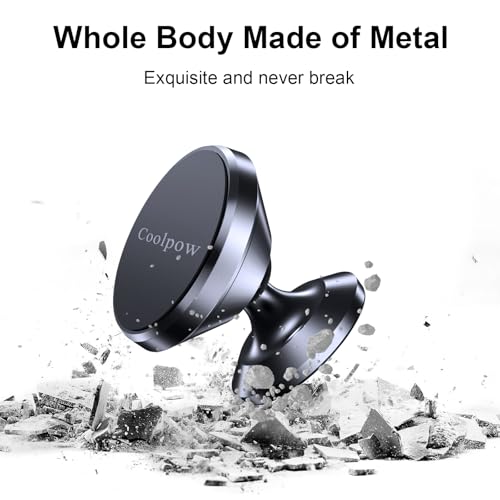 【2-Pack】Magnetic Phone Holder for Car Dash Strong Magnetic Car Phone Mount - color: Black