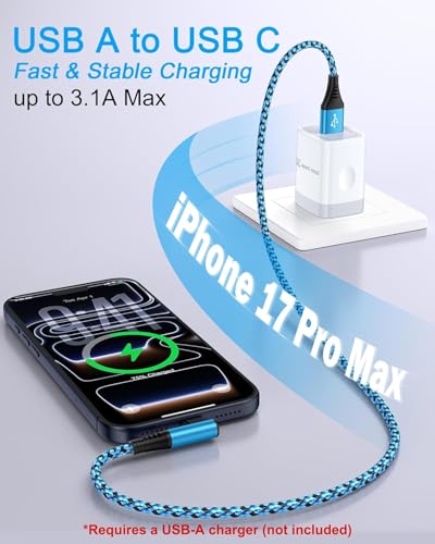 Short Right Angle CarPlay Cable 3FT USB-A to USB-C 90° Fast Data Sync Cable - size: 3FT-2Pack