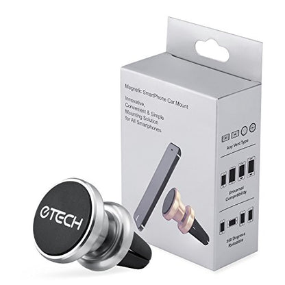 eTECH Magnetic Phone Car Mount Holder, Magnetic Mount Universal Air Vent for iPhone X / 8 Plus / 7 / 6S / 5S, Galaxy S5 / S6 / S7 / S8 / S9, Google Pixel, LG, & Other Smartphones (2Pack Silver) - color: 2Pack Silver