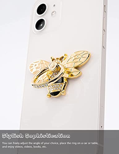 Allengel Bee Phone Ring Holder Finger Kickstand with Crystal, Cute Phone Ring Grip Holder for iPhone or Smartphone Cases, Gold Black - color: gold02