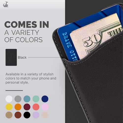 Wallaroo Premium Leather Cell Phone Wallet Stick On - Android and iPhone Wallet and Card Holder for Women and Men - Durable with Non-Slip Lining Secures Up to 3 Cards - color: Black