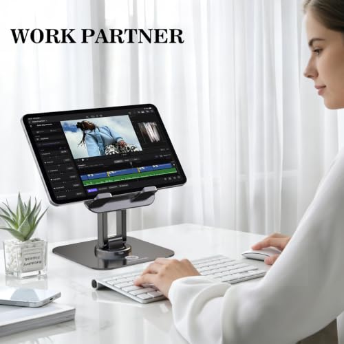 OCYCLONE iPad Stand, 360° Rotating iPad Tablet Stand Holder for Desk, Black - color: Black