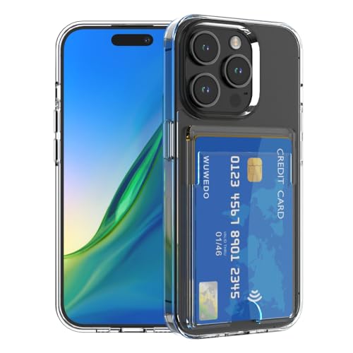 for iPhone 15 Pro Clear Card Case - Hybrid Slim Fit Wallet with Card Holder, TPU + PC, Anti-Yellowing, 6.1" 2023 - color: Clear, size: iPhone 15 Pro