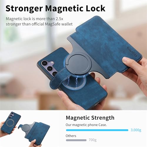 2 in 1 Wallet Case for Samsung Galaxy S25+ Plus CMG Blue | PU Leather Magnetic Flip Folio Case with RFID Blocking Card Holder, Credit Card Slots Kickstand, Shockproof Protective Cover - color: Blue, size: Samsung Galaxy S25 Plus