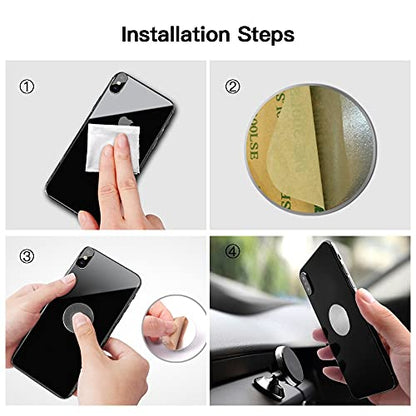 SALEX Replacement Metal Plates Set 8 Pack for Magnetic Car Phone Holders, Wall, Air Vent Mounts, Cases, Magnets. Kit of 4 Silver Round and 4 Rectangular Iron Discs Without Holes. 3M Adhesive Backing. - color: Mix 8 pack