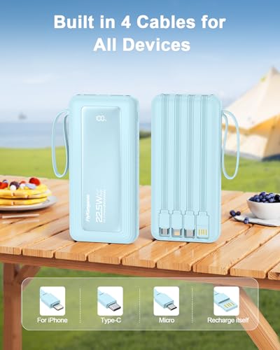 Portable Charger 10000mAh 22.5W Power Bank - color: Sky Blue, size: 10000Mah