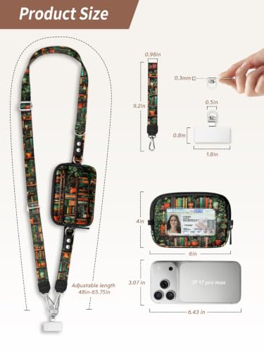 Clip and Go Strap for Phone with Wallet Crossbody Lanyard Book - color: Books