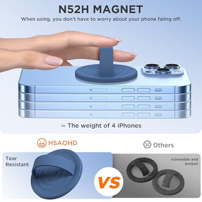 Upgraded Magnetic Phone Grip, Liquid Silicone Soft and Portable, Removable Finger Loop Ring Grip Holder for iPhone, Strong Magnetic Attraction, Compatible with MagSafe Phone Case, Azure Blue - color: Azure Blue