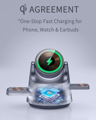 Magnetic Wireless Charging Station, 4-in-1 Charger with Night Light