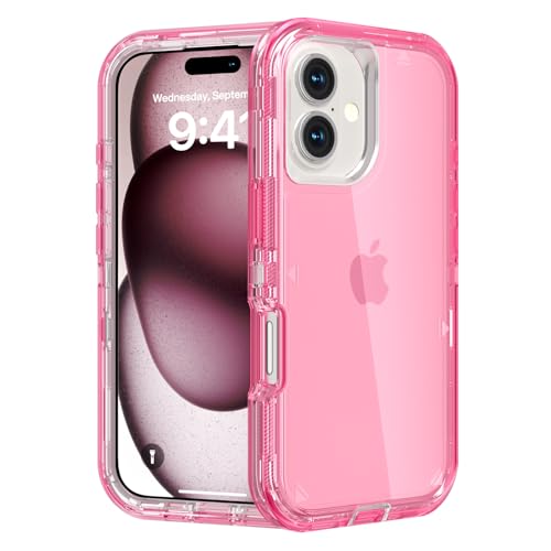 Follaroma for iPhone 16 Plus Case, Shockproof, Crystal Pink | Heavy Duty Shockproof Protection Phone Cases, Anti-Drop, Dual Layer Transparent Rugged Protective Cover, 6.7 inch - color: Pink, size: iPhone 16 Plus 6.7‘’