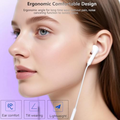 2Pack Wired Headphones for Phone Earbuds/Earphones with Lighning Connector