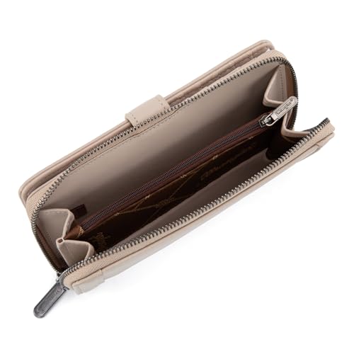 X Wrangler Women's Wallets Bifold Wristlet Wallets for Women Large Capacity Credit Card Wallet with ID Window - color: Apricot