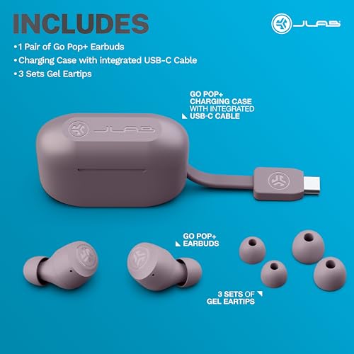 JLab Go Air Pop+ Earbuds, Dual Connect, EQ3 Sound, Mauve - color: Mauve, style: Matte