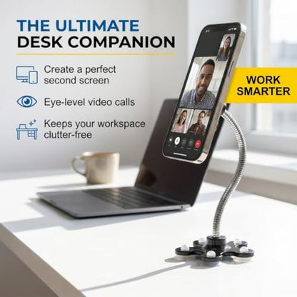 Hitt Brands Flexible Gooseneck Phone Holder – Adjustable Clamp Mount for Desk, Bed, or Wheelchair | Universal Clip-On Cell Phone Stand for Video Recording, Streaming & Hands-Free Use