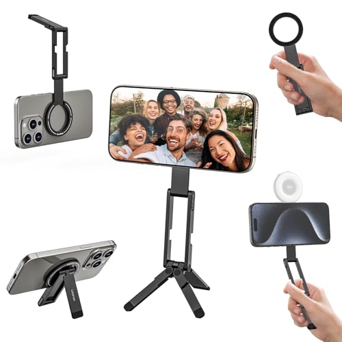 ULANZI MA60 Magnetic Phone Tripod Stand for iPhone, Aluminium Mini Tripod - color: BLACK