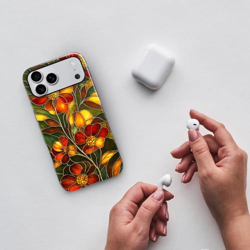 Compatible with iPhone 17 Pro Max,Anti-Scratch Glossy Case Cover,Stained Glass Flower 03 - color: Stained Glass Flower 03, size: IPhone 17 Pro Max