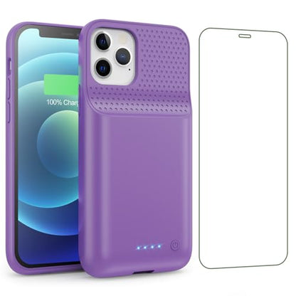Battery Case for iPhone 12/12 Pro,[2025 Upgraded] 10800mAh Ultra-Slim Portable Extended Charger Case Cover for iPhone 12/12 Pro Charging Case (6.1 Inch)-Purple - color: Purple