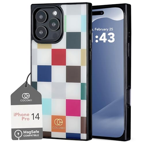 COCOMII Rectangle for iPhone 14 Pro Case, Le Carré de Luxe Checkered | Compatible with MagSafe Wireless Charging, Shockproof 10ft Drop Protection, Camera & Screen Protection, Premium Glossy Finish - color: Le Carré de Luxe Checkered, size: iPhone 14 Pro (