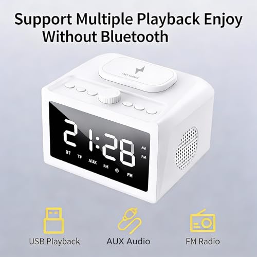 Multifunctional Wireless Charger, Wireless Charging Station with Time and Alarm Clock, Charging Dock with Bluetooth Speaker, 15W Wireless Fast Charging, All-in-One Charging Base,S31 White. - color: Multifunctional Alarm Clock S31 White