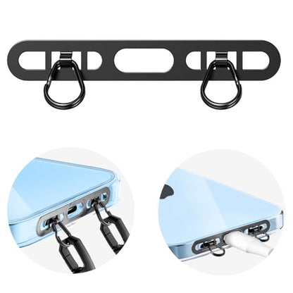 Phone Tether Tab with Two Hook, 0.4mm Ultra-thin Stainless Steel Cellphone Metal Patch,Universal Lanyard Tether Tab for Cell Phone - color: I