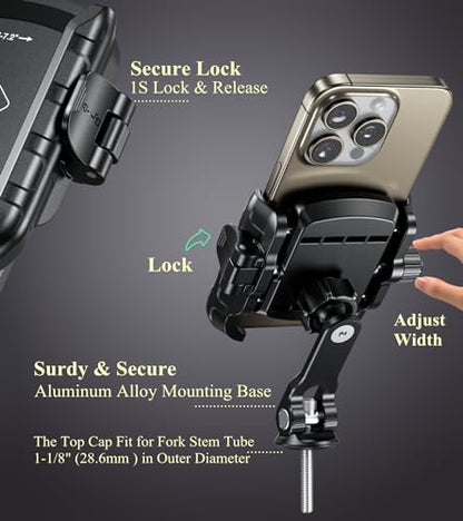 BRCOVAN Bike Fork Stem Phone Mount Holder [Camera Friendly] [1s Locking]