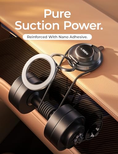 LISEN Suction Phone Mount for Vacuum for iPhone 18 Pro Max Car Mount Holder [All-Metal & Nano Gel 98+LBS Suction], 360 Adjustable Magnetic Phone Holder for Car Magsafe Car Mount, Silver - color: Silver