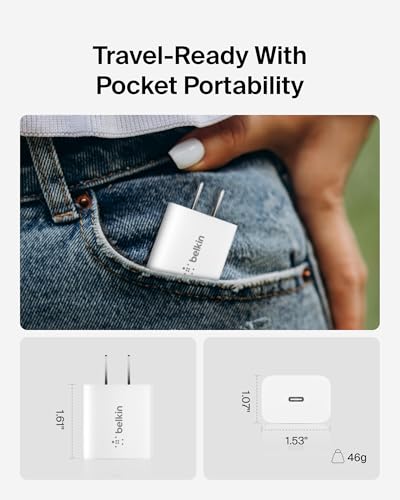 Belkin 20W Compact USB C Charger Block, Fast Charging for Travel - style: Old Gen