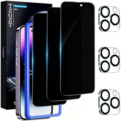 TZGZT Privacy Screen Protectors for iPhone 14 Pro Max, Tempered Glass, HD - color: iPhone 14 Pro Max-3+3Pack-Black