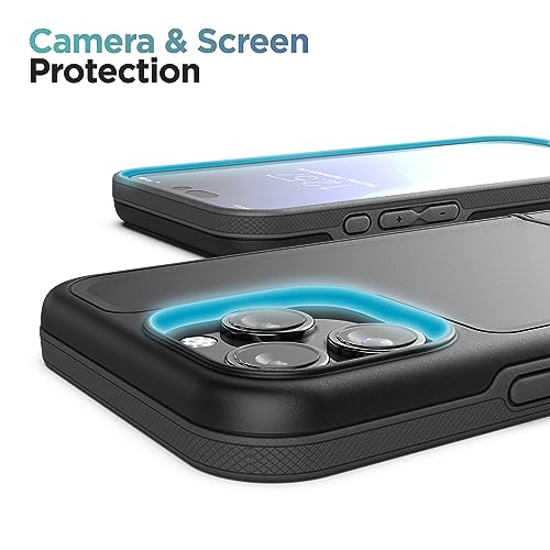 ENCASED Shockproof Case Compatible with iPhone 16 - Ultra Protective Heavy Duty Magnetic Phone Cover, Rebel Series (Black, iPhone 15 Pro) - color: Black, size: iPhone 15 Pro