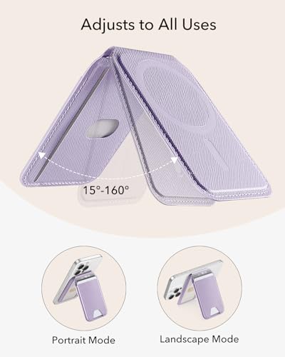 ESR Aura for MagSafe Wallet with Adjustable Stand, 5 Card Holder | RFID Blocking, MagSafe Ring Included, Magnetic Wallet for iPhone 17 Pro Max 17e 16 15 14 13 12, Selected Samsung, Lavender - color: Lavender