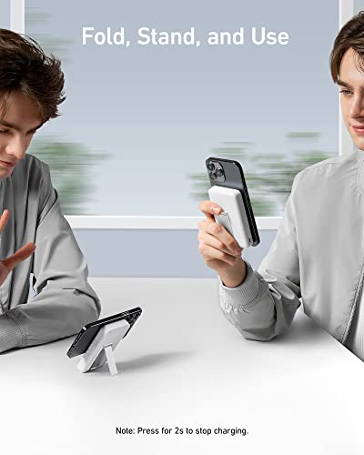 Anker 633 Magnetic Power Bank with Stand, 10,000mAh Portable Charger - color: White