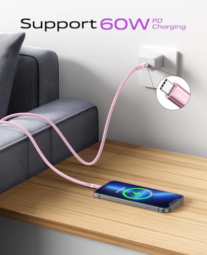 USB C to C Cable 3FT, USB C Cable Fast Charging 60W, USB C to USB C Cable - color: Pink, size: 3FT, style: USB C to USB C
