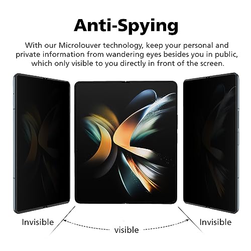 2+2 Pack Privacy Anti-Spy Screen Protector for Samsung Galaxy Z Fold 6, 4 Pack (2 Inside + 2 Front) Elastic Polyurethane, Self-Healing, Case Friendly, Bubble-Free - color: Galaxy Z Fold 6