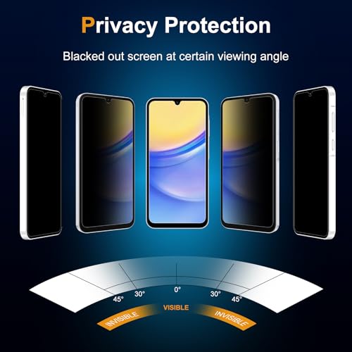 2 Pack Galaxy A15 5g Privacy Screen Protector for Samsung Galaxy A15 5g Screen Protector, Gradient Colorful, Anti-Spy, Anti-Blue Light，No Bubble, (PET material)