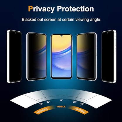 2 Pack Galaxy A15 5g Privacy Screen Protector for Samsung Galaxy A15 5g Screen Protector, Gradient Colorful, Anti-Spy, Anti-Blue Light，No Bubble, (PET material)