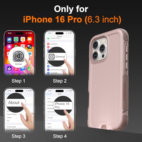 Follaroma Magnetic for iPhone 16 Pro Case, Heavy Duty Cases, Light Brown | Compatible with MagSafe, Heavy Duty Shockproof,Military-Grade Anti-Drop Protective,Dual Layer Magnetic Protection Phone Cover - color: Brown Pink, size: iPhone 16 Pro 6.3''