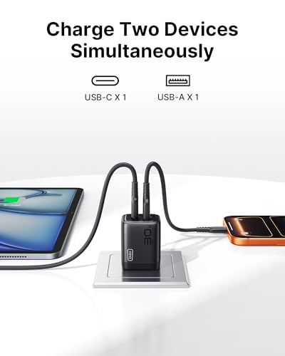 INIU USB C Charger, 30W PD QC 3.0 Dual Port Type C Fast Charging Compact Charger Block with Foldable Plug for iPhone 17 16 15 Pro Max Samsung S24 S23 Note 20 iPad Pro Google AirPods etc