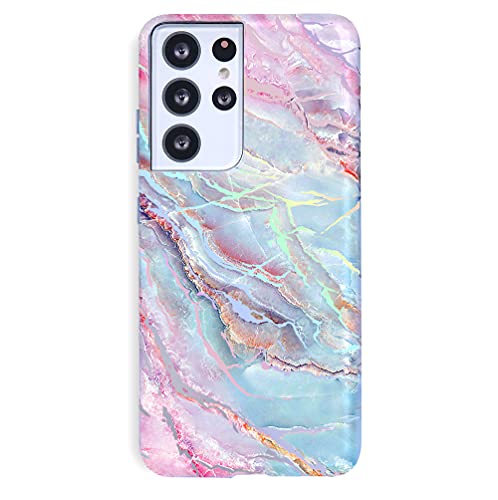 VELVET CAVIAR Compatible with Samsung Galaxy S21 Ultra Case Marble [8ft Drop Tested] w/Microfiber Lining - Cute Protective Phone Cases for Women (Holographic Pink Blue)