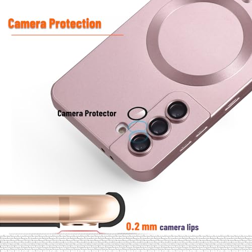 Magnetic for Samsung Galaxy S21 Case,Soft Silicone Samsung Galaxy S21 Phone Case with Camera Protection,Slim Fit Anti-Scratch Samsung Galaxy S21 Case Compatible with MagSafe,Pink - color: Pink, size: S21